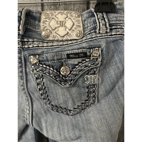 Miss Me Jeans Womens Mid Rise  Boot Jeans Size 26 Light Blue Denim Stretch - Picture 5 of 6
